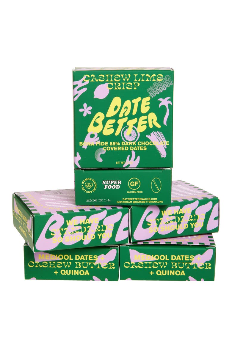 Cashew Lime Crisp Dark Chocolate Covered Dates 6-Pack, Main, color, CASHEW LIME