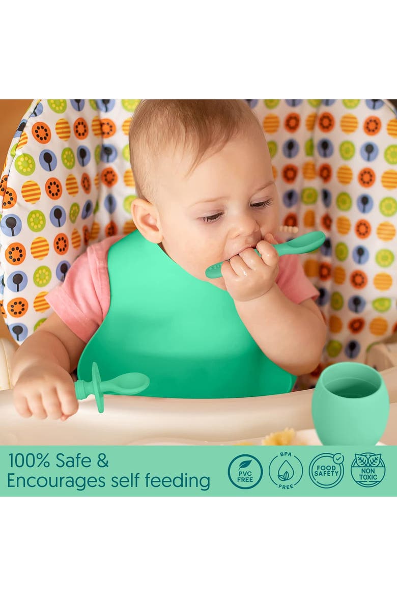Baby Silicone Feeding Set 8-Piece, Alternate, color, Blue & Green