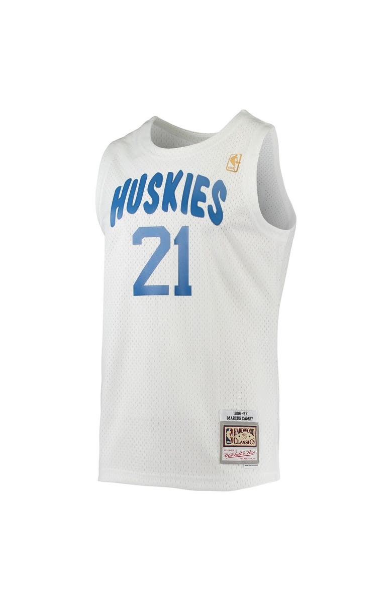 Mitchell & Ness Men's Mitchell & Ness Marcus Camby White Toronto Raptors 1996/97 Hardwood Classics Swingman Jersey, Alternate, color,