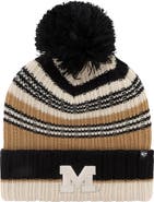 '47 Women's '47 Khaki Michigan Wolverines Barista Cuffed Knit Hat with Pom