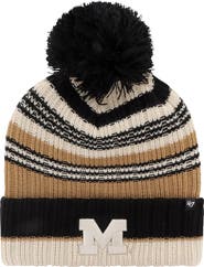 '47 Women's '47 Khaki Michigan Wolverines Barista Cuffed Knit Hat with Pom