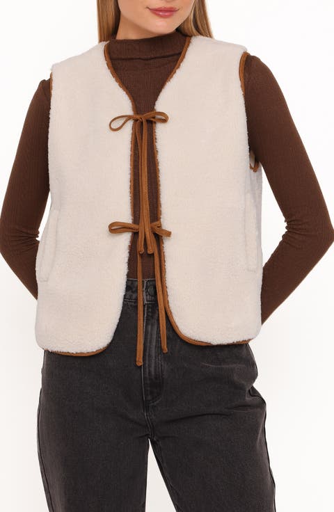 Laila Tie Front Faux Fur Vest
