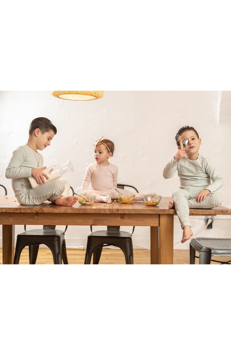 Manière Stripe Stretch Cotton Top & Pants Set, Alternate, color, Mauve