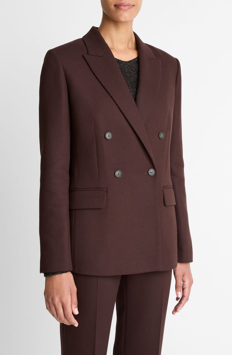 Vince Double Breasted Blazer, Alternate, color, Black Grape