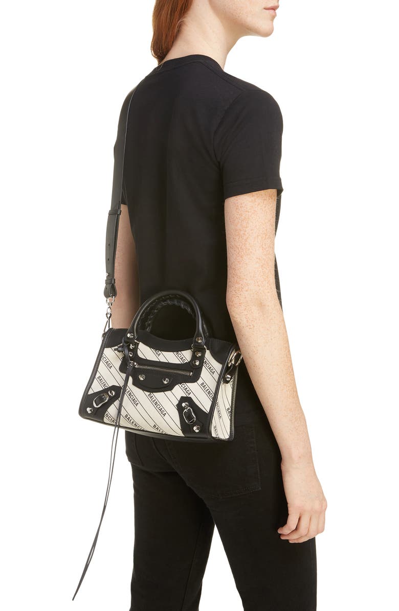 Balenciaga Mini City Canvas & Leather Tote, Alternate, color,