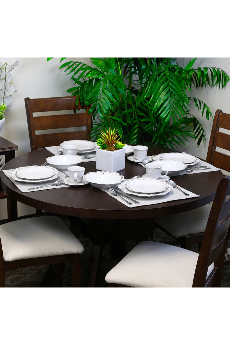 Fleur De Lys 20-Piece Dinnerware Set, Alternate, color, White