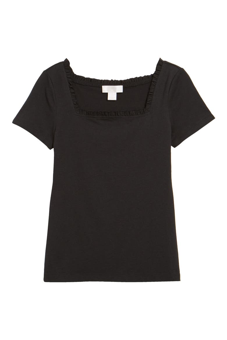 Square Neck T-Shirt, Main, color, BLACK
