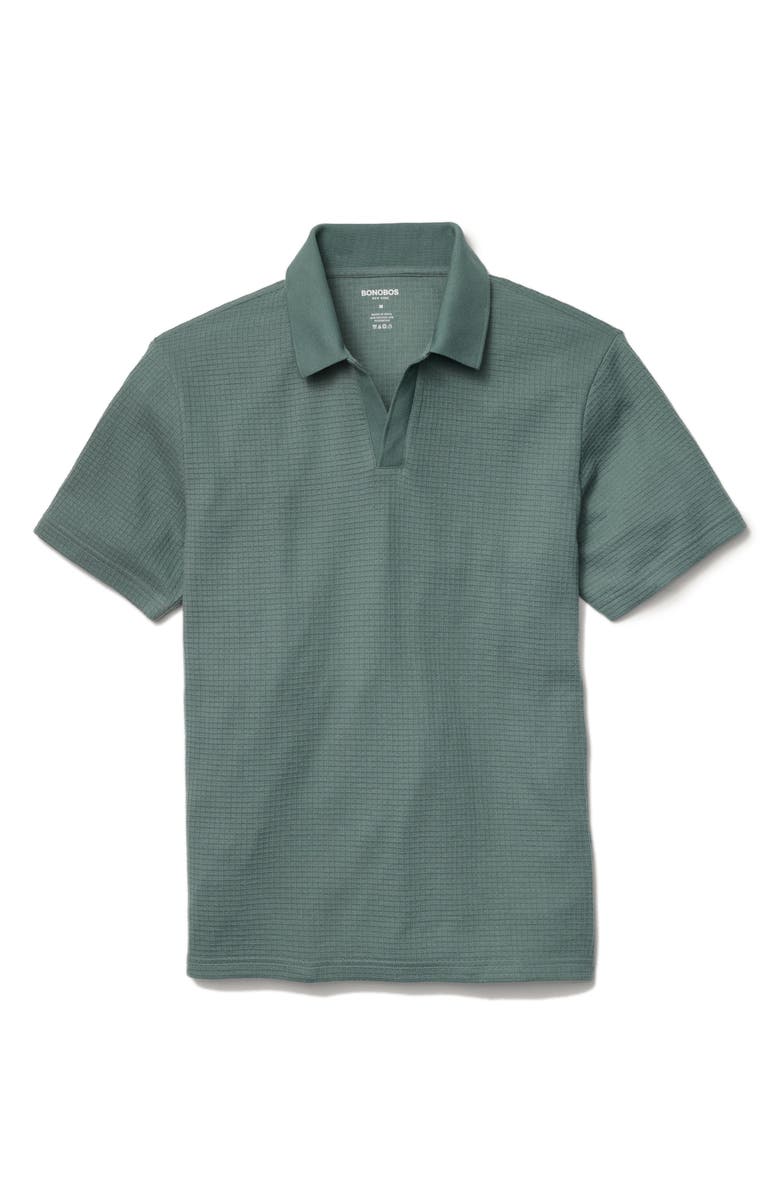 Bonobos Johnny Collar Waffle Knit Polo, Alternate, color, Balsam Green 18-5606 Tcx