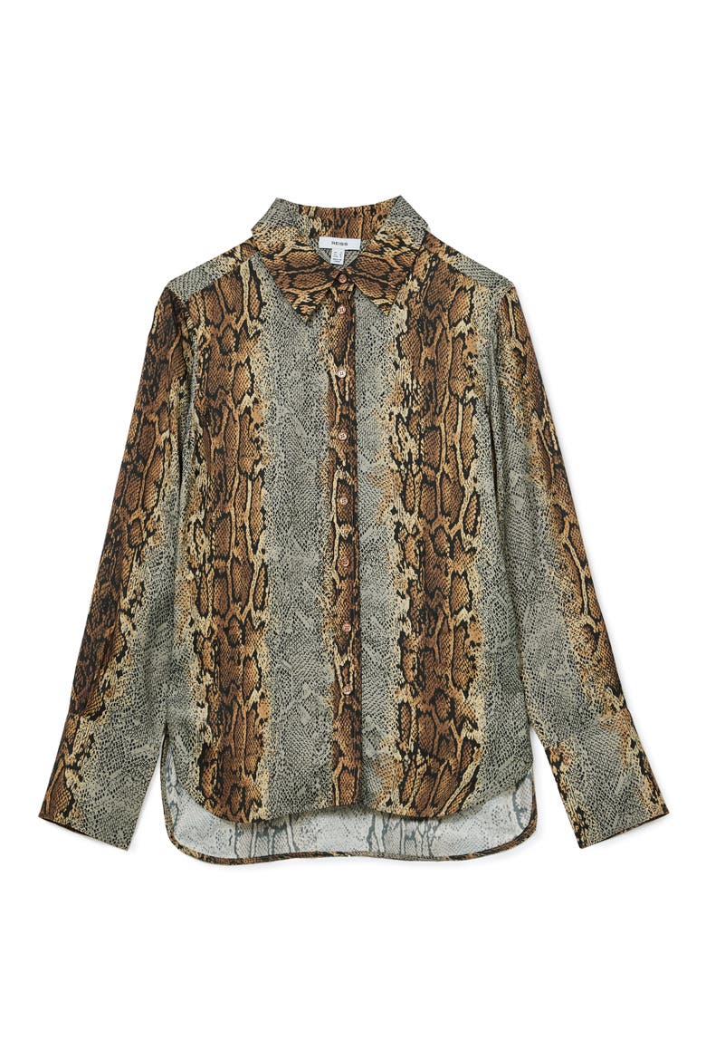 Lyla Snakeskin Print Long Sleeve Shirt, Alternate, color, NEUTRAL/ GREY