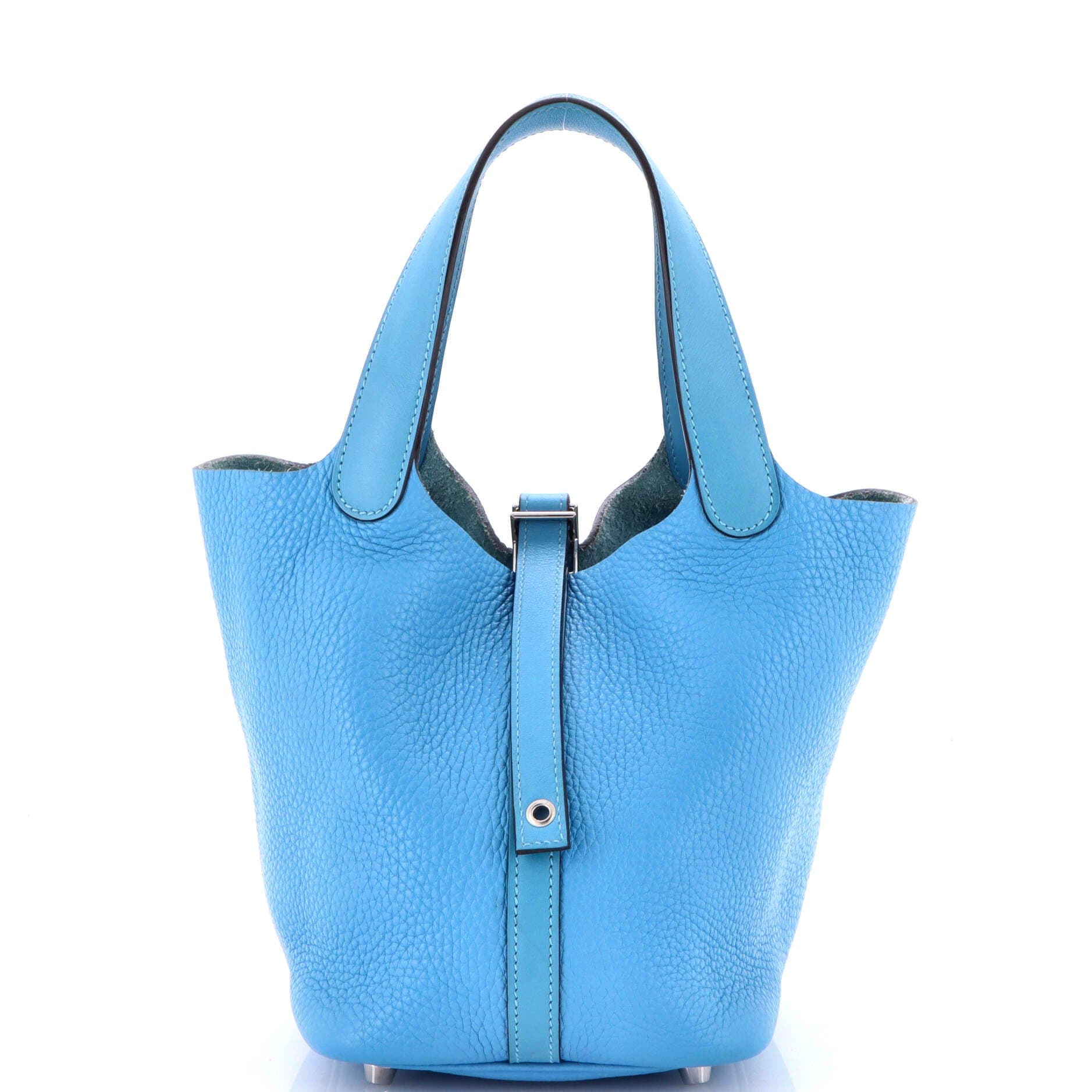 Pre-Owned Hermes Picotin Lock Bag Clemence PM, Main, color, Bleu Paradis