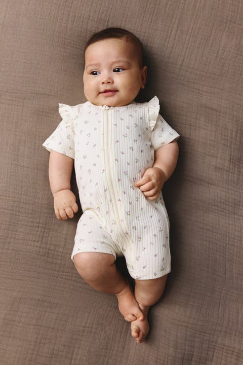 2-pack Frill-trimmed Cotton Sleepsuits