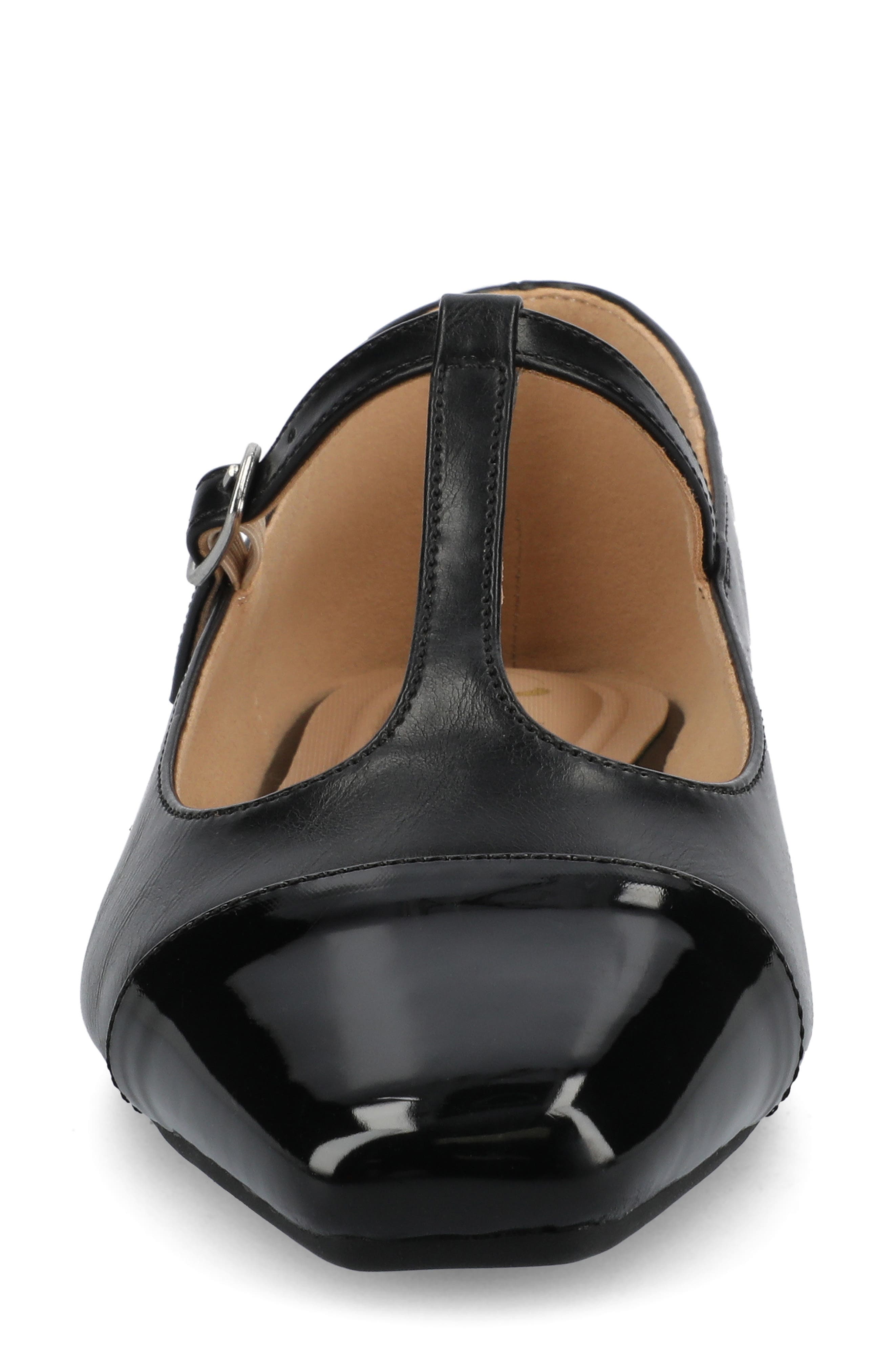 Journee Collection Thea T-Strap Flat, Alternate, color, Black
