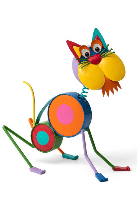 Metal Novelty Puppy or Cat Garden Statues