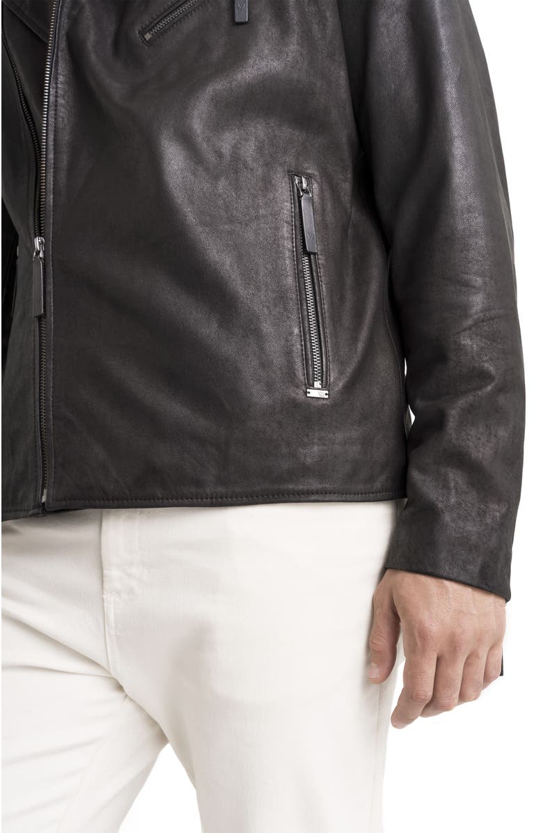Velez Capri Leather Semi-Fitted Biker Jacket, Alternate, color, Black