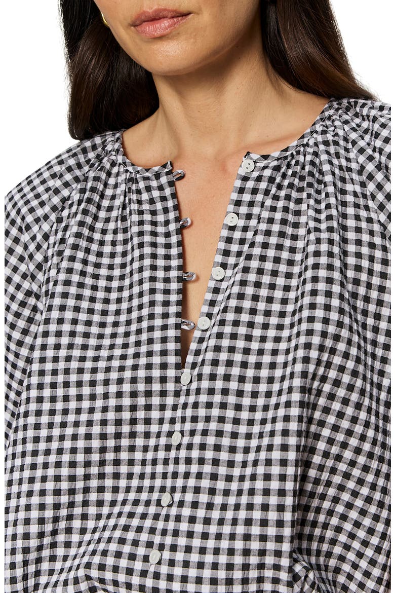 Perfect Gingham Button-Up Top, Alternate, color, BLACK