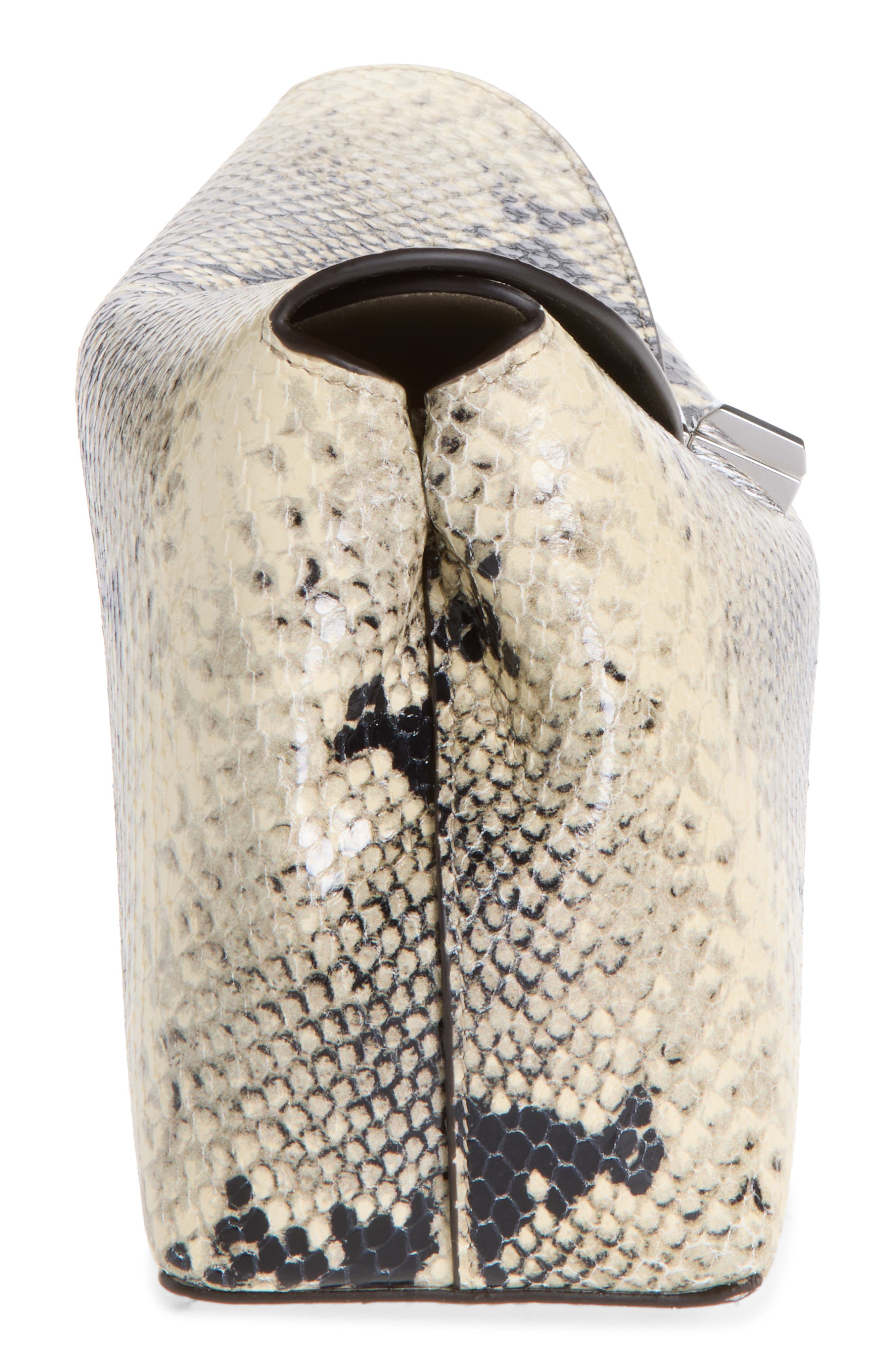 T-Lock Python Embossed Leather Clutch, Alternate, color, BLACK/ ECRU