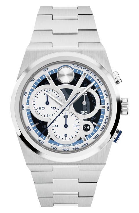 Bold Quest Skeleton Chronograph Bracelet Watch, 40mm