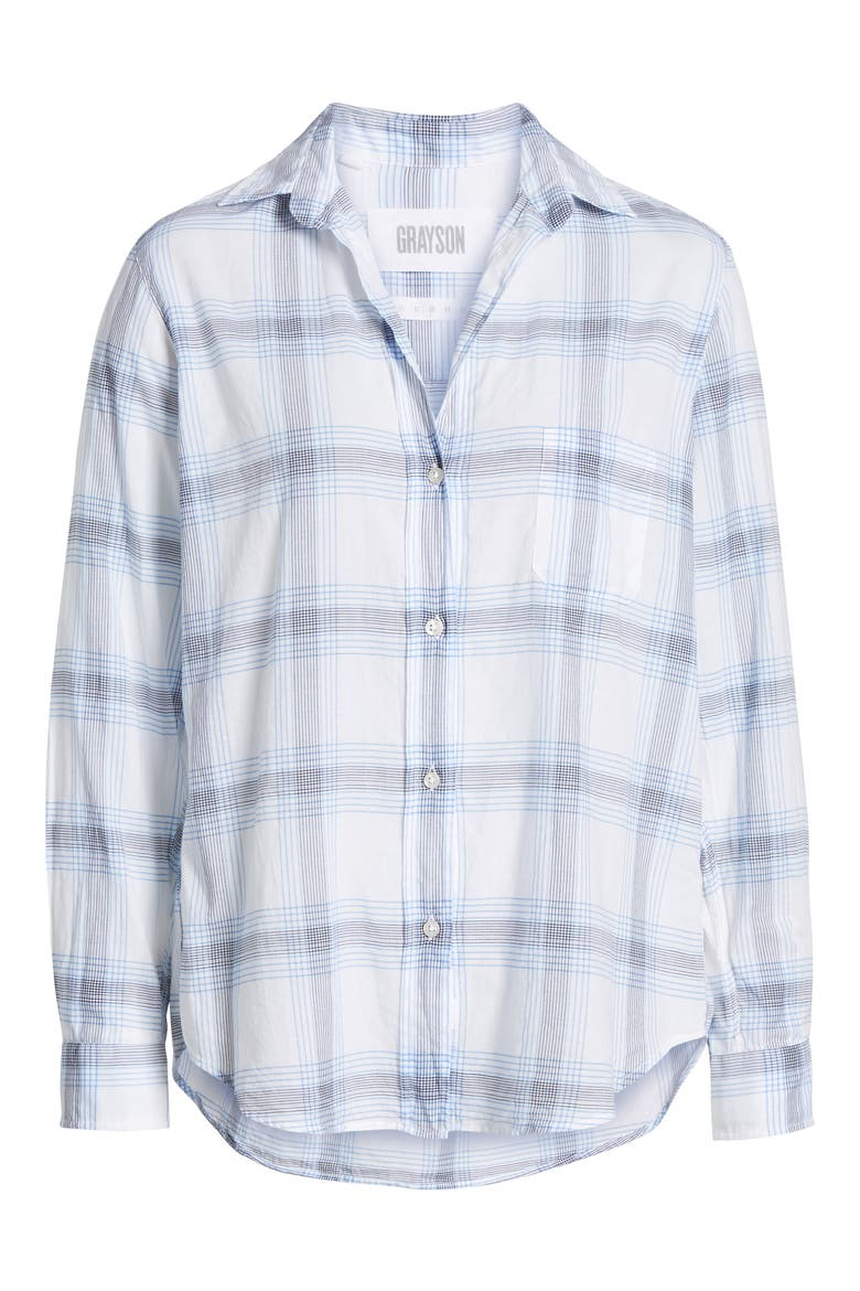 The Hero Tissue Cotton Button-Up Shirt, Alternate, color, WILMA WHITE BLUE AND BLACK