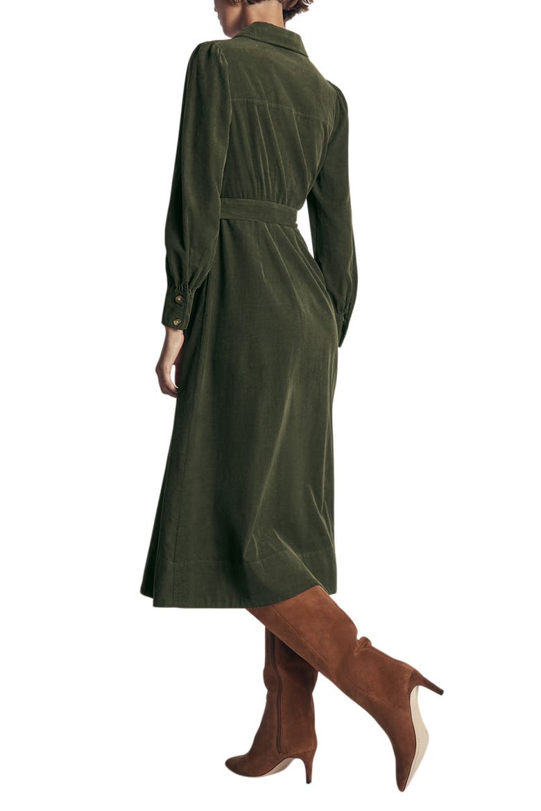 Maeve Corduroy Midi Shirtdress, Alternate, color, FOREST GLADE