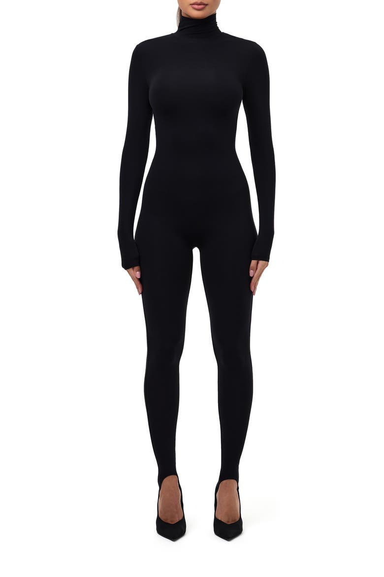 Long Sleeve Stirrup Jumpsuit, Main, color, BLACK
