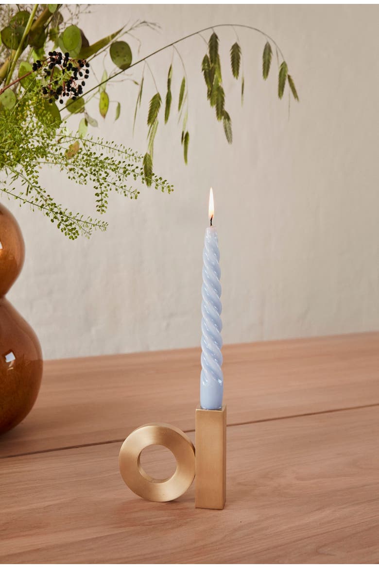 Baari Solid Brass Candleholder, Alternate, color, Brushed Brass