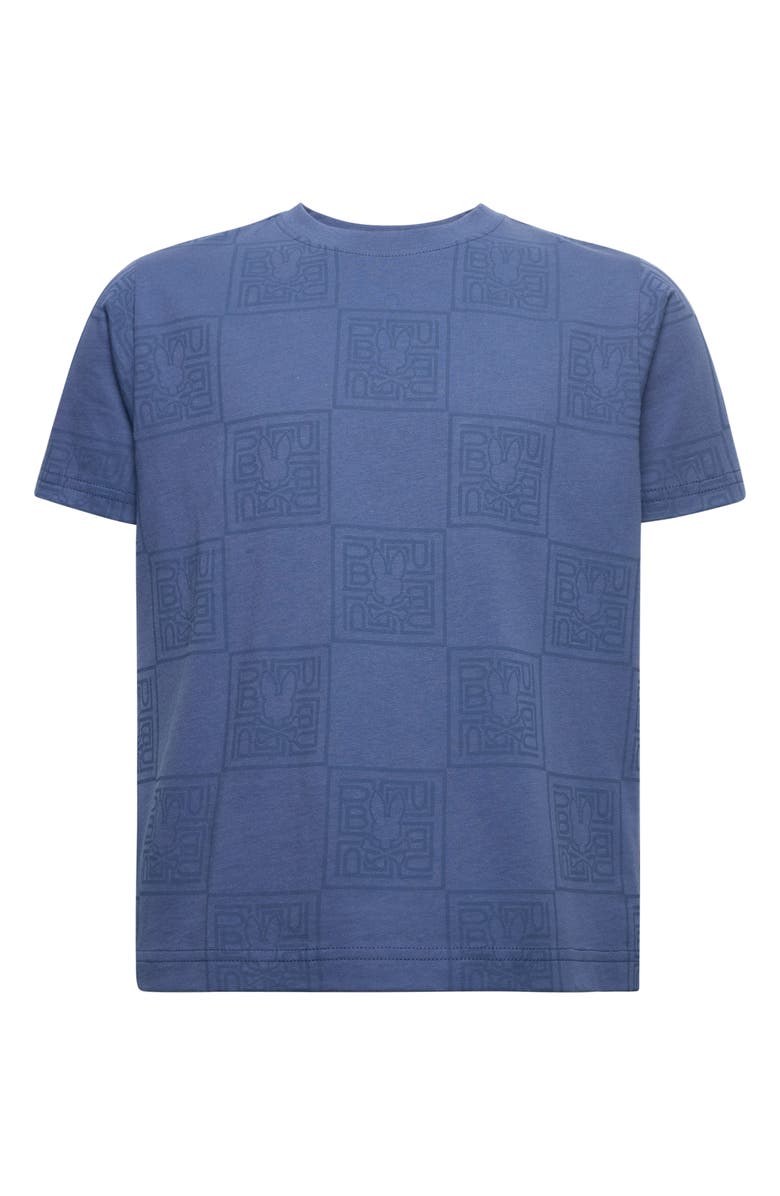 Psycho Bunny Kids' Gio Allover Logo Print Pima Cotton T-Shirt, Main, color, Gray Blue