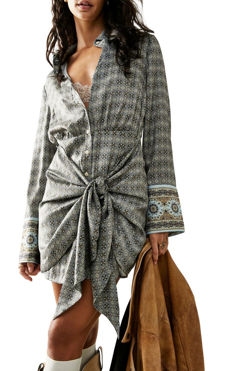 Free People Silky Rillo Long Sleeve Shirtdress, Main, color,