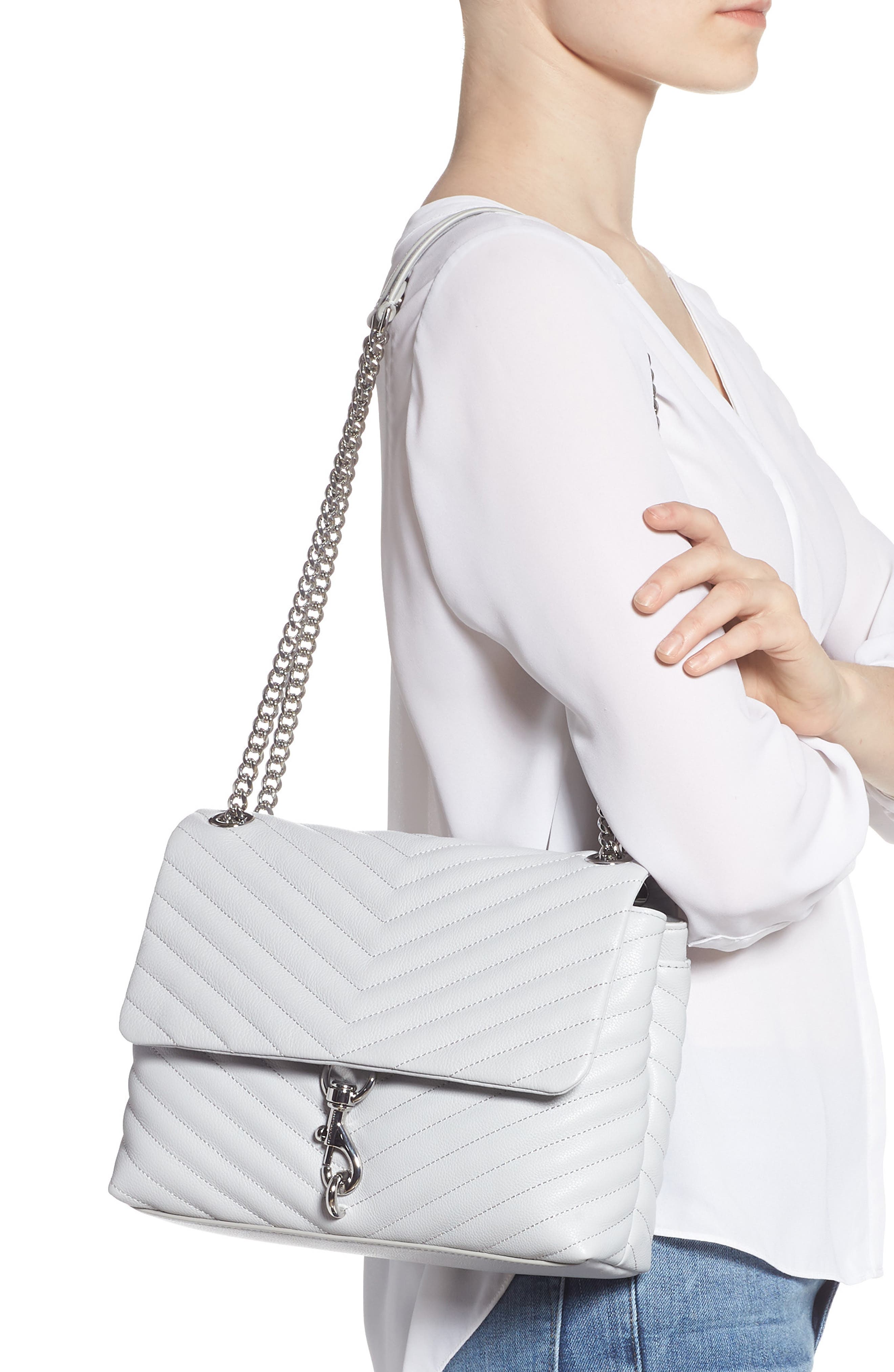 Rebecca Minkoff Edie Metallic Leather Shoulder Bag, Alternate, color, 