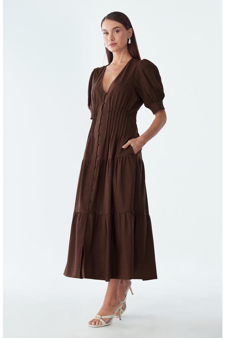 Apple Midi Dress, Alternate, color, Chocolate
