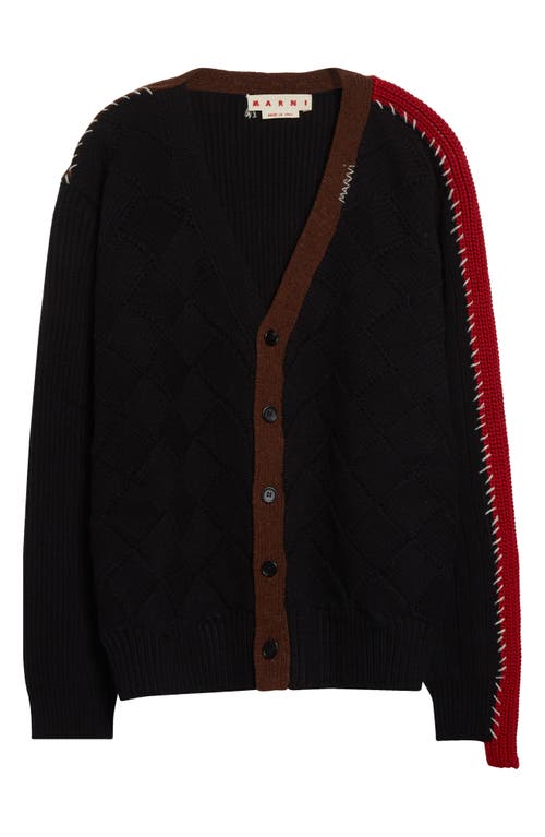 Marni Mended Colorblock Cardigan In Black