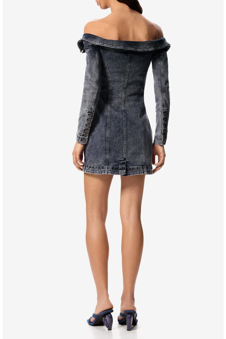 x Masha Popova Long Sleeve Off the Shoulder Denim Minidress, Alternate, color, GRAY