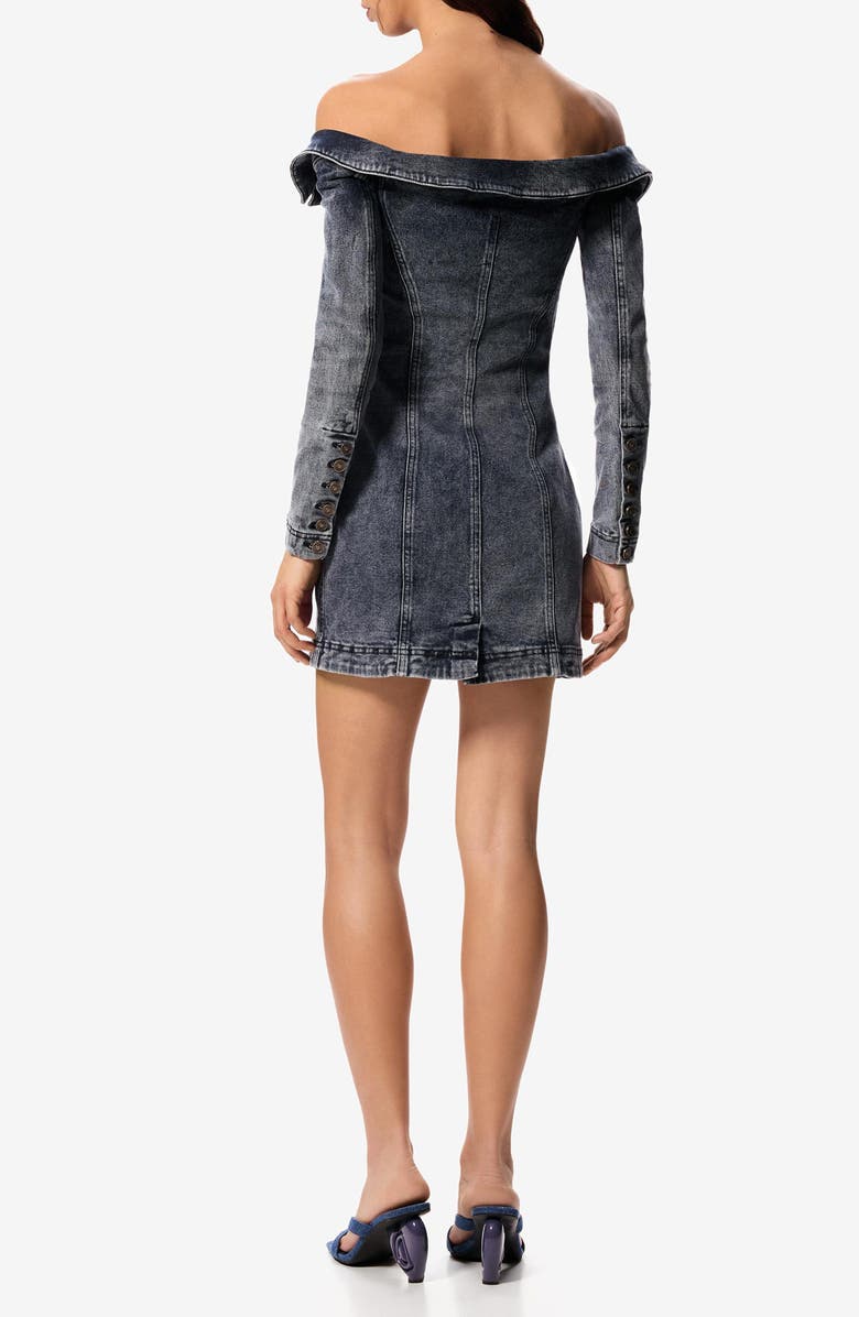 Desigual x Masha Popova Long Sleeve Off the Shoulder Denim Minidress, Alternate, color, Gray
