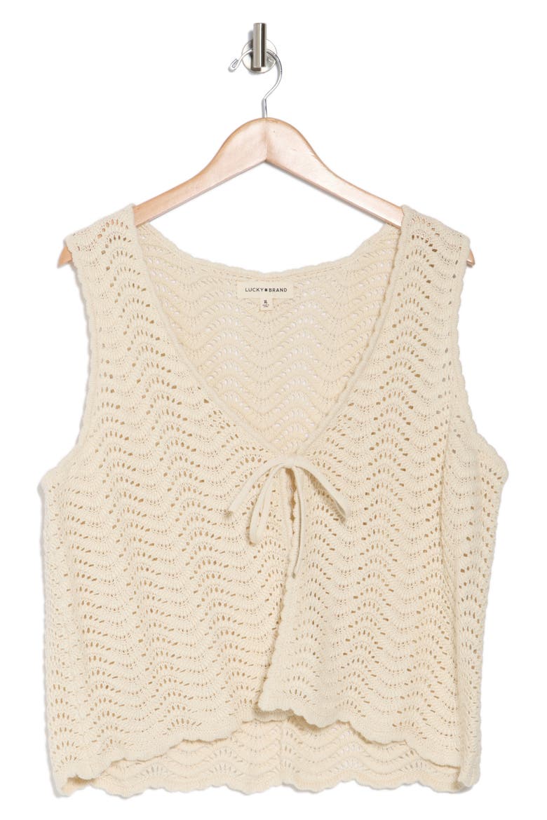 Open Stitch Tie Vest, Main, color, BIRCH