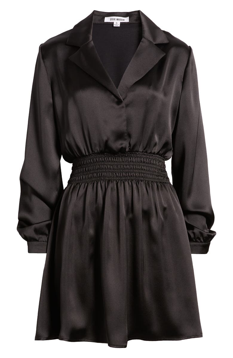 Steve Madden Long Sleeve Satin Mini Shirtdress, Alternate, color,