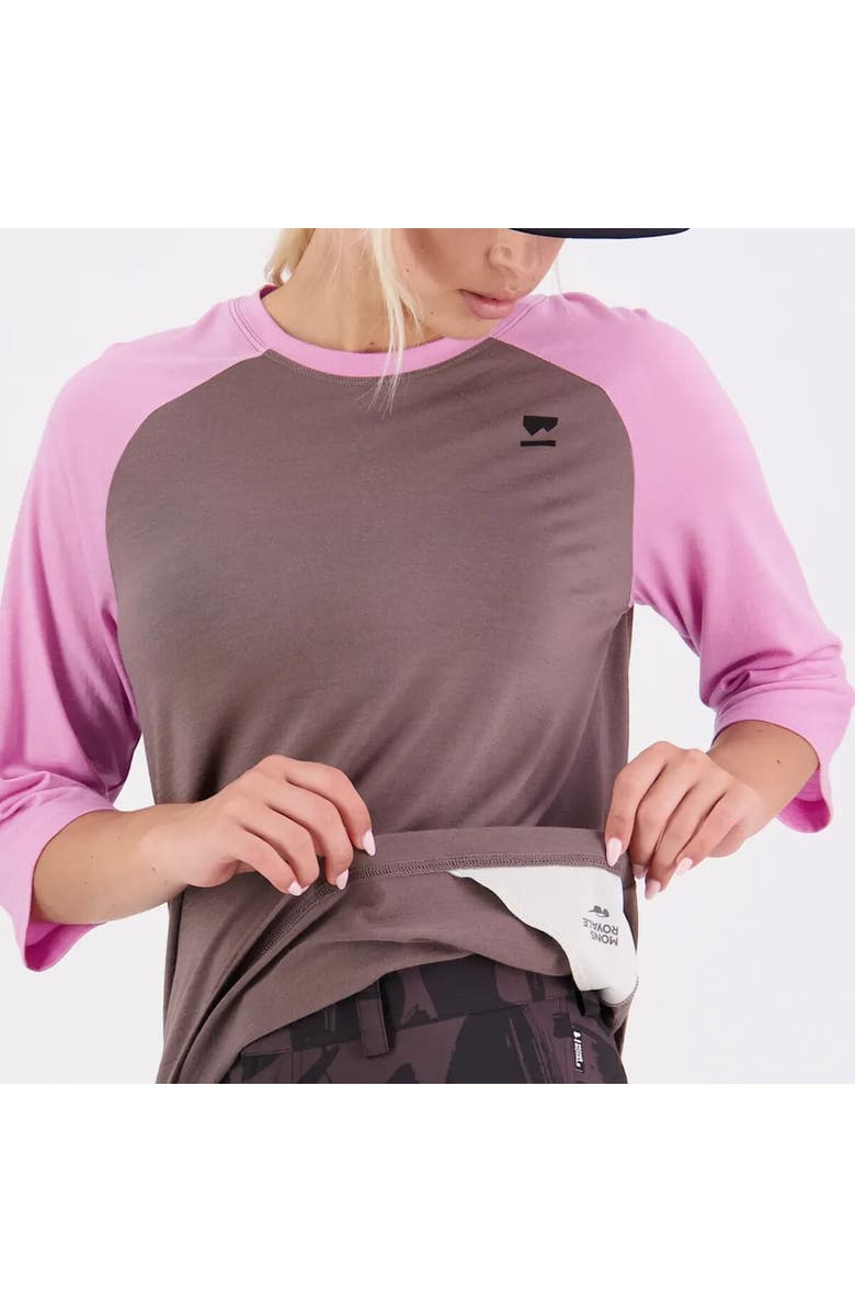 Mons Royale Tarn Merino Shift Raglan 3/4 Sleeve - Women's, Alternate, color, Pop Pink/Iron