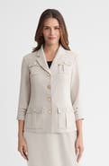 Ming Wang Heritage Stretch Deco Crepe Scrunch Sleeve Jacket