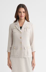 Ming Wang Heritage Stretch Deco Crepe Scrunch Sleeve Jacket