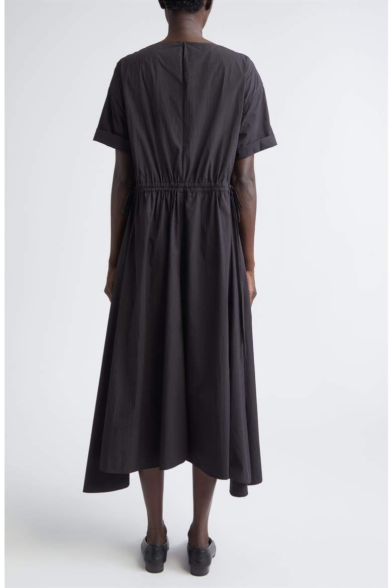 Travel Cotton Gathered Waist Shift Dress, Alternate, color, BLACK