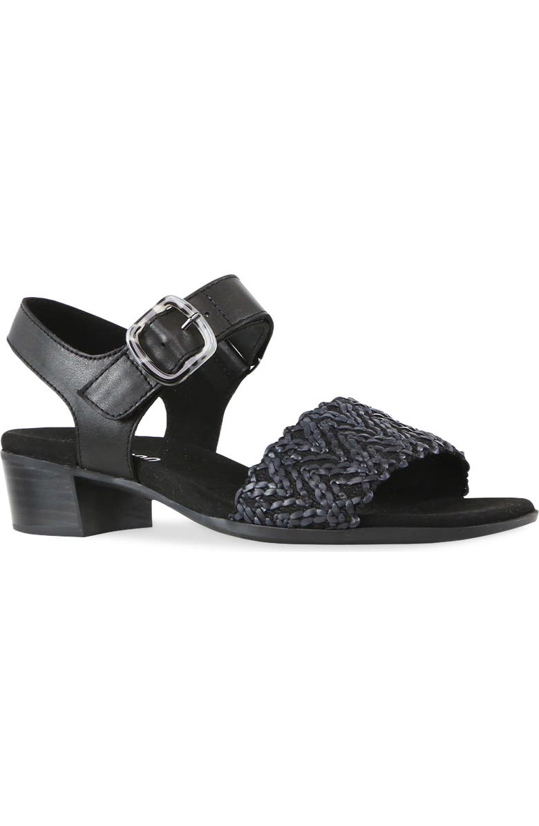 Munro Leeland Ankle Strap Sandal - Multiple Widths Available, Main, color, Black Raffia/ Leather