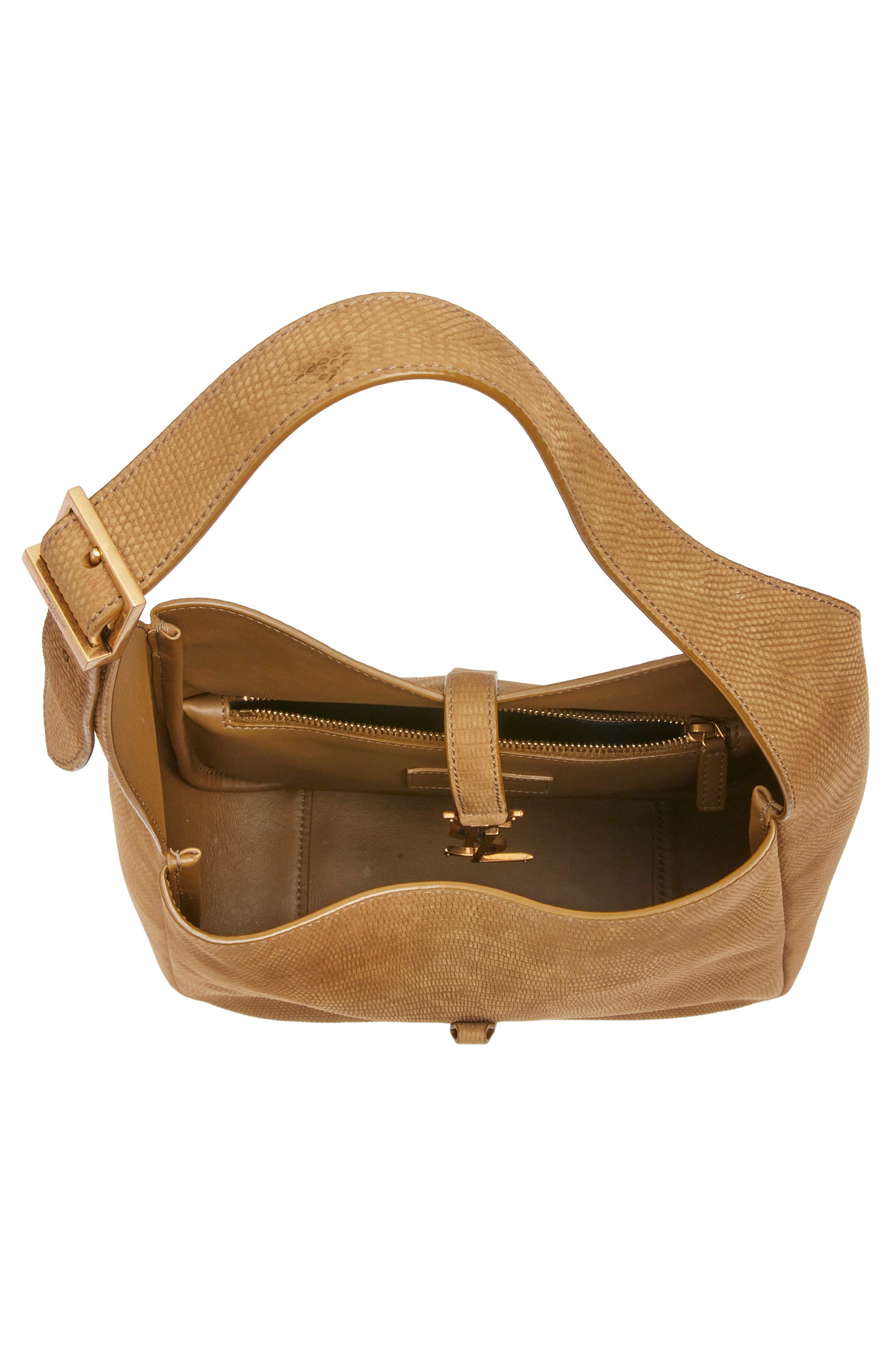 Saint Laurent Small Le 5 À 7 Snakeskin Embossed Suede Shoulder Bag, Alternate, color, Dark Pistacchio