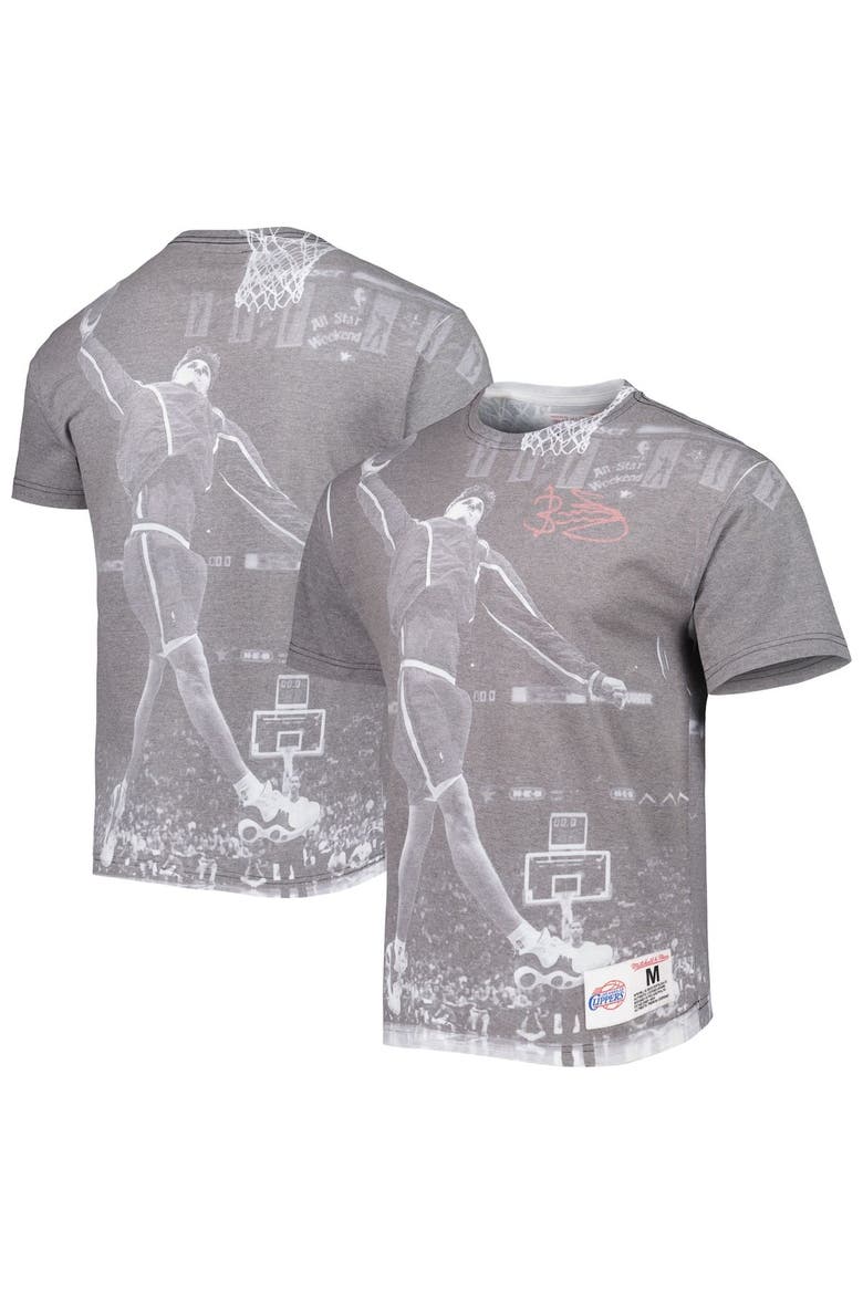 Men's Mitchell & Ness Brent Barry Heather Gray LA Clippers Above The Rim T-Shirt, Main, color, Gray