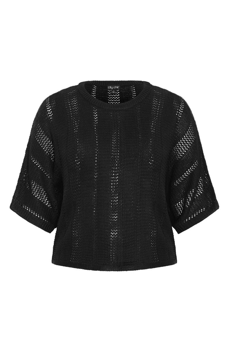 City Chic Sienna Open Stitch Sweater, Alternate, color, Black