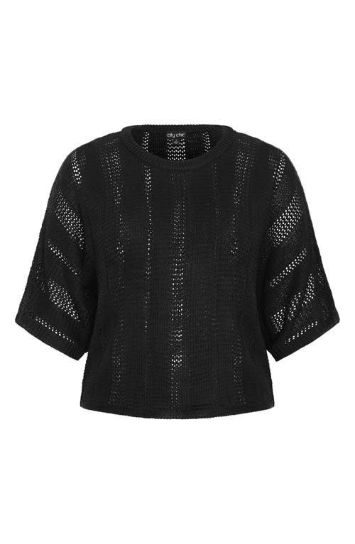 City Chic Sienna Open Stitch Sweater In Black