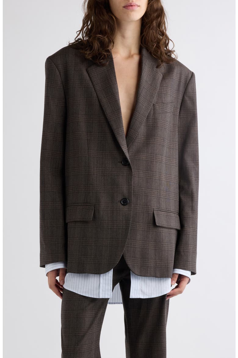 Julago Plaid Wool Blend Blazer, Main, color, BROWN/ BLACK