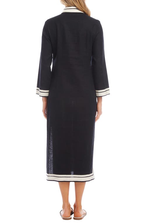 Karen Kane The St. Tropez Long Sleeve Linen Blend Midi Dress