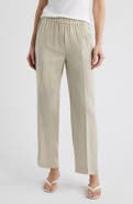 Anne Klein High Waist Pull-On Straight Leg Linen Blend Pants