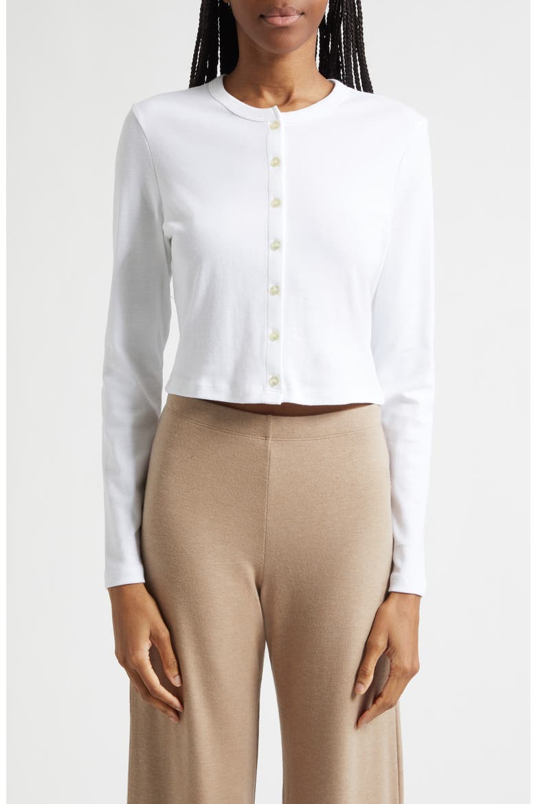 Nando Button-Up Crewneck Cardigan, Main, color, WHITE