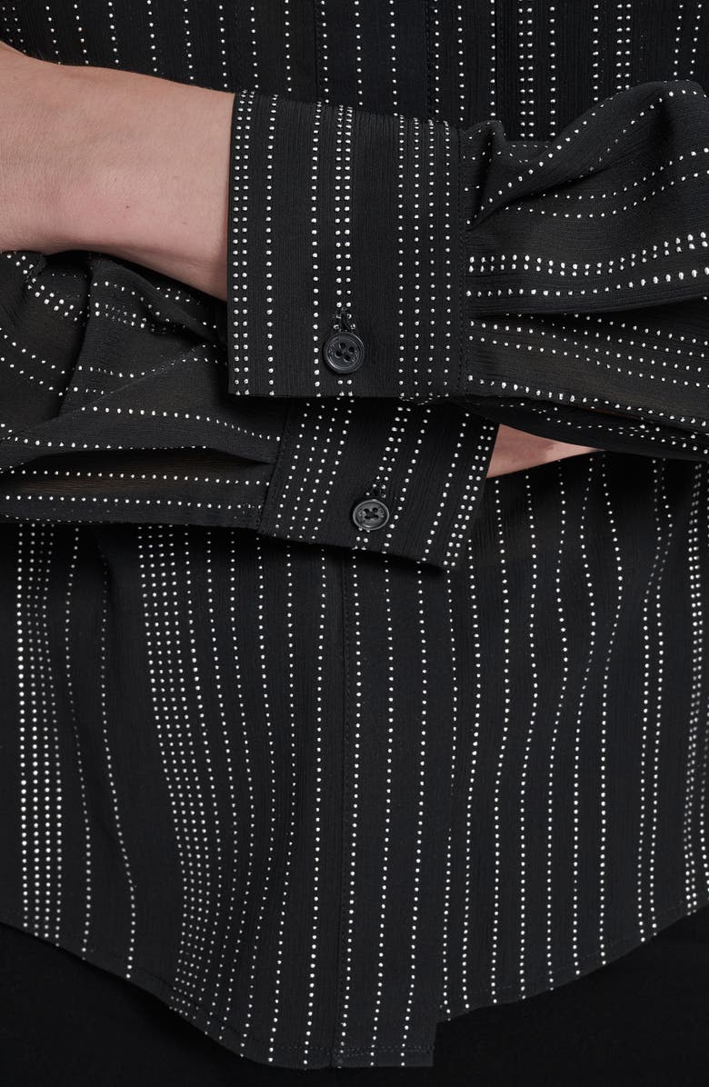 DKNY Studded Chiffon Button-Up Shirt, Alternate, color, Black