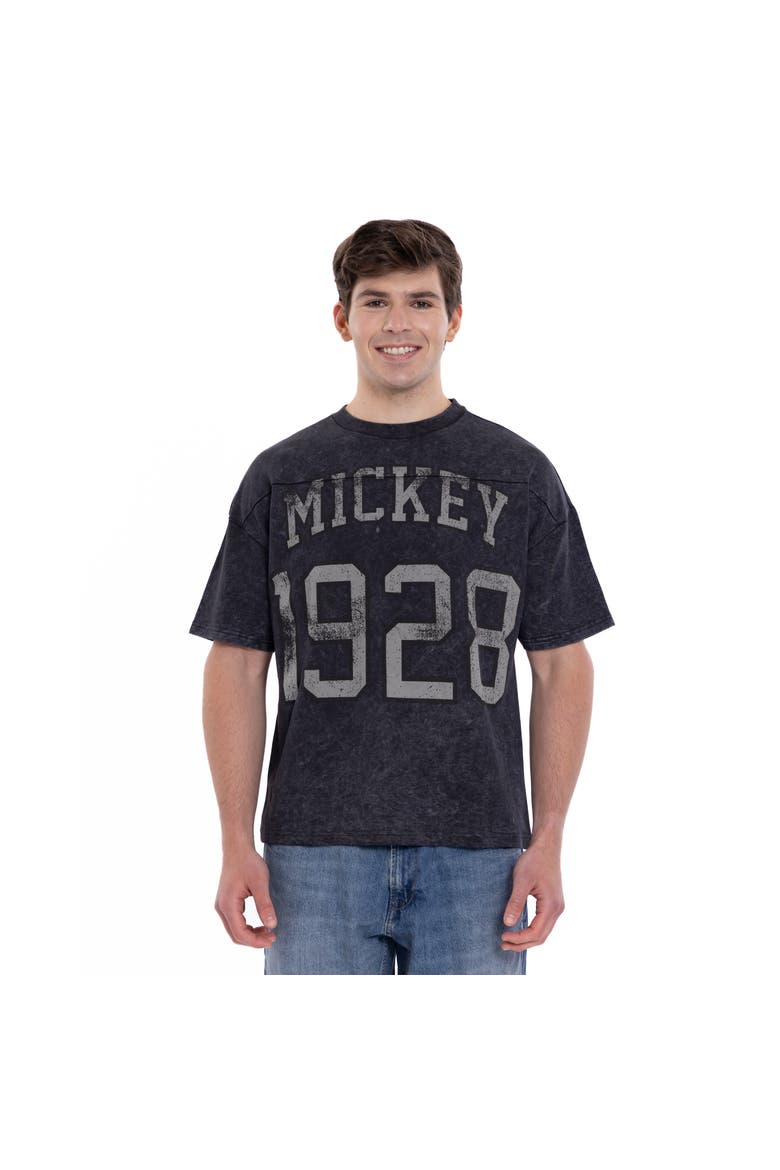 Mickey Mouse Football T-Shirt, Main, color, Washed Black Mickey