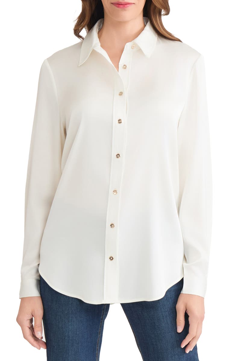 Jones New York Long Sleeve Button-Up Shirt, Main, color, Jones White